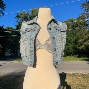 handmade crystal jean jacket